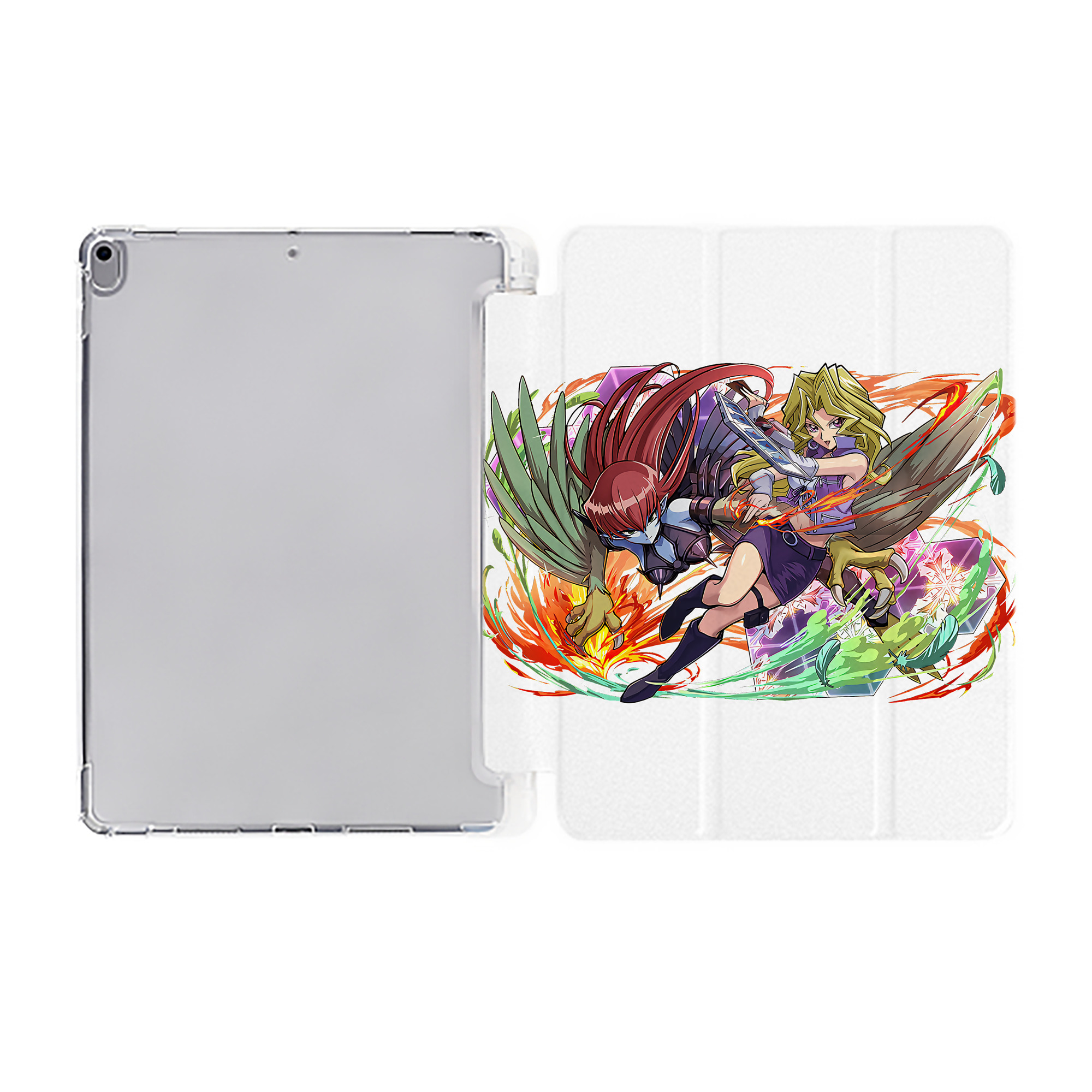 （画像用） 遊☆戯☆王 Yu-Gi-Oh! IPad ケース ペン収納付き 三つ折りスタンド PUレザー×シリコン 対応機種9.5/10.5/10.9インチ